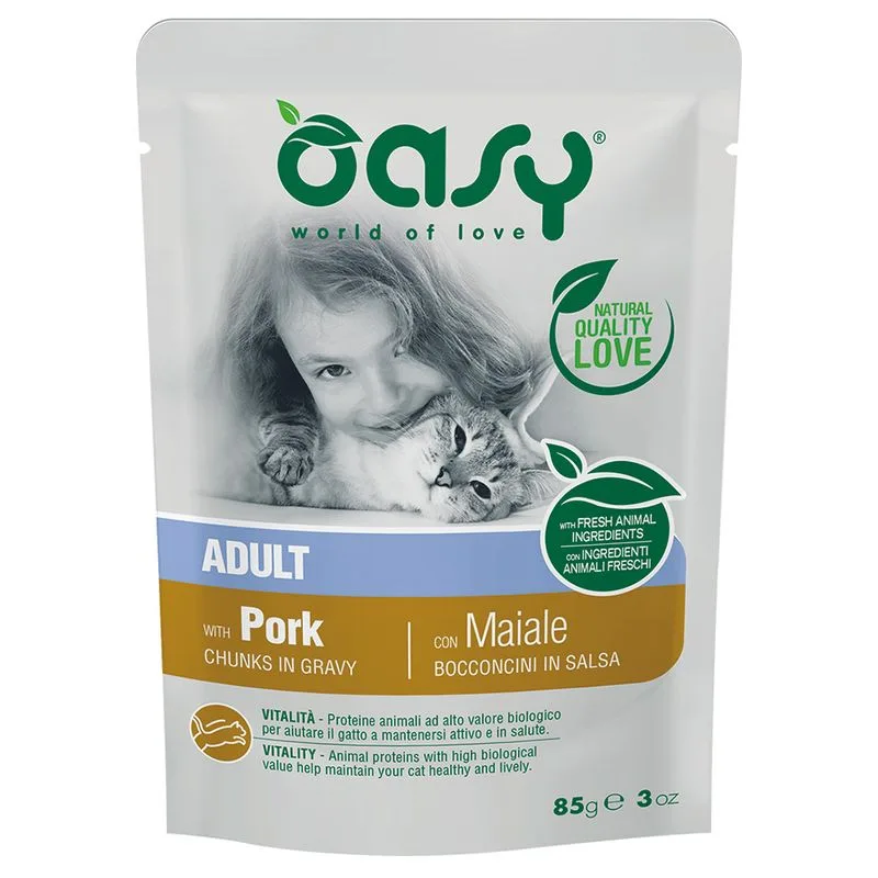 Oasy Adult Bocconcini in Salsa Buste 12 x 85 g (con Maiale)