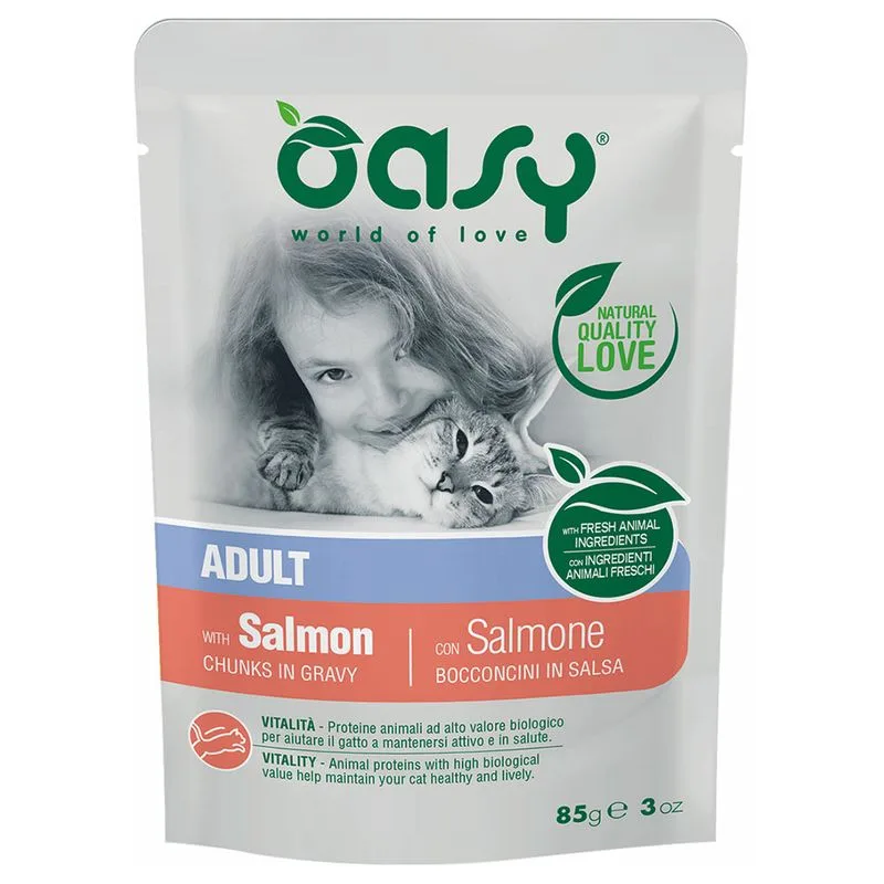 Oasy Adult Bocconcini in Salsa Buste 12 x 85 g (con Salmone)