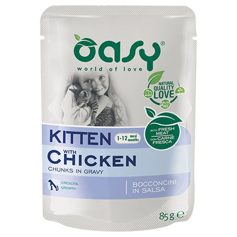 Oasy Kitten Bocconcini in Salsa con Pollo Buste umido gattini