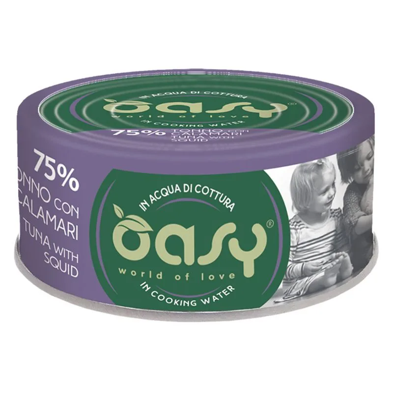 Oasy Cat Wet More Love 12 x 70 g umido gatto (Adult Tonno con Calamari)