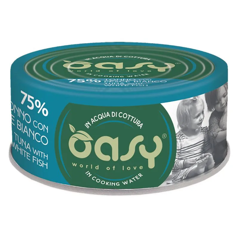 Oasy Cat Wet More Love 12 x 70 g umido gatto (Adult Tonno con Pesce bianco)