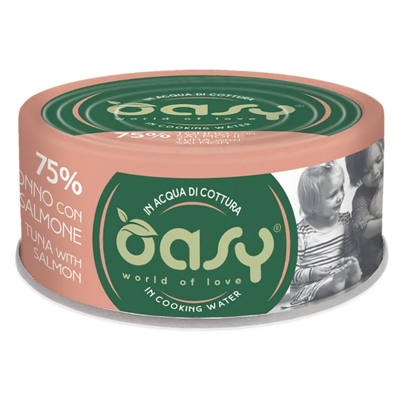 Oasy Cat Wet More Love 12 x 70 g umido gatto (Adult Tonno con Salmone)