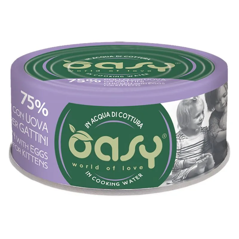 Oasy Cat Wet More Love 12 x 70 g umido gatto (Kitten Pollo con Uova)