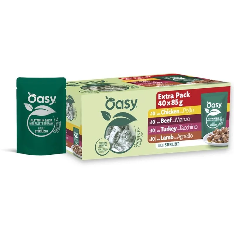 Oasy Chunks Adult Sterilized Pacco misto 40 x 85 g (Carne)