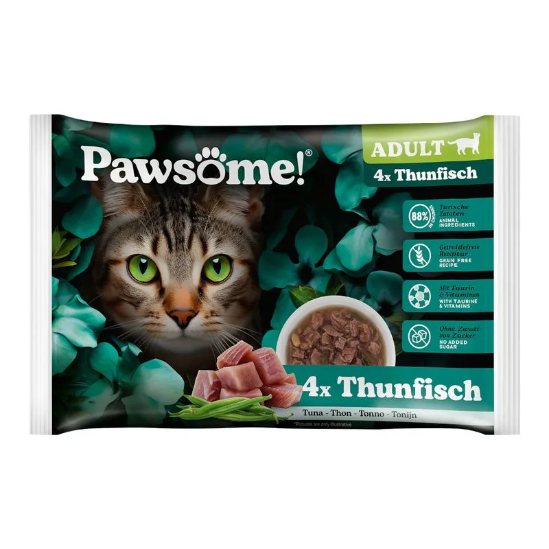Pawsome Adult 8 x 85 g umido per gatto (Tonno)
