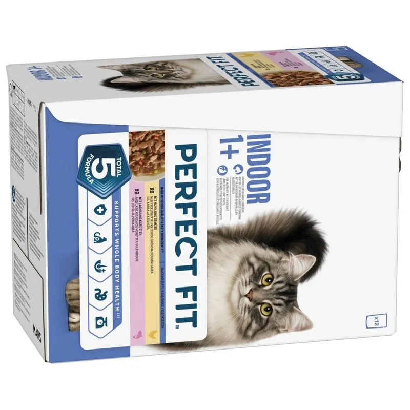 Perfect Fit Indoor 1+ (Set %: 48 x 85 g Pollo & Salmone)