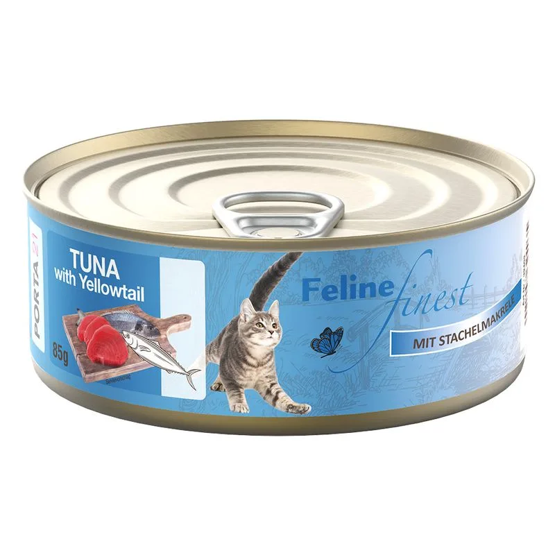 Feline Finest 24 x 85 g Alimento umido per gatti (Tonno con Ricciola)