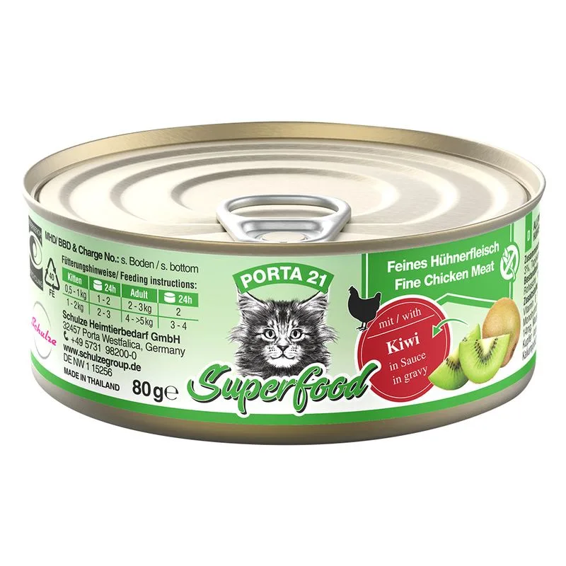 Porta 21 Superfood 24 x 80 g Alimento umido per gatti (Pollo con Kiwi)