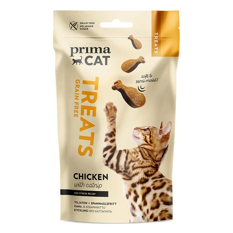 PrimaCat Softy Treats con Pollo ed Erba gatta Snack per gatto (Set % 4 x 50 g)