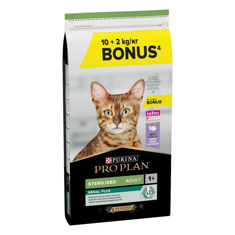 10 kg + 2 kg gratis! 12 kg PURINA PRO PLAN Sterilised Adult Renal Plus per gatto (Ricco in Tacchino)