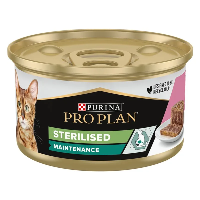 4 + 1 gratis! 30 x 85 g / 120 X 85 g PURINA PRO PLAN (120 x 85 g Sterilised Maintenance Paté Tonno & Salmone)