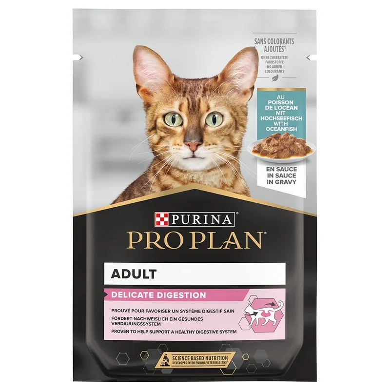 4 + 1 gratis! 30 x 85 g / 120 X 85 g PURINA PRO PLAN (30 x 85 g Adult Delicate Digestion: Pesce dell'Oceano in salsa)