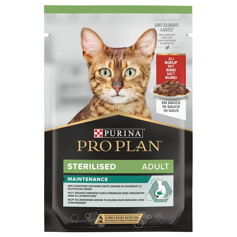 4 + 1 gratis! 30 x 85 g / 120 X 85 g PURINA PRO PLAN (30 x 85 g Sterilised Adult Maintenance: Teneri Pezzetti con Manzo in Salsa)