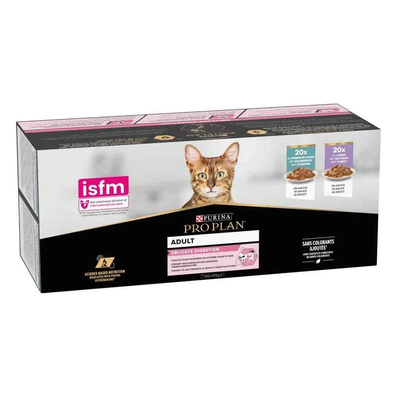 PURINA PRO PLAN Delicate Adult Pesce dell'Oceano & Tacchino 40 x 85 g umido