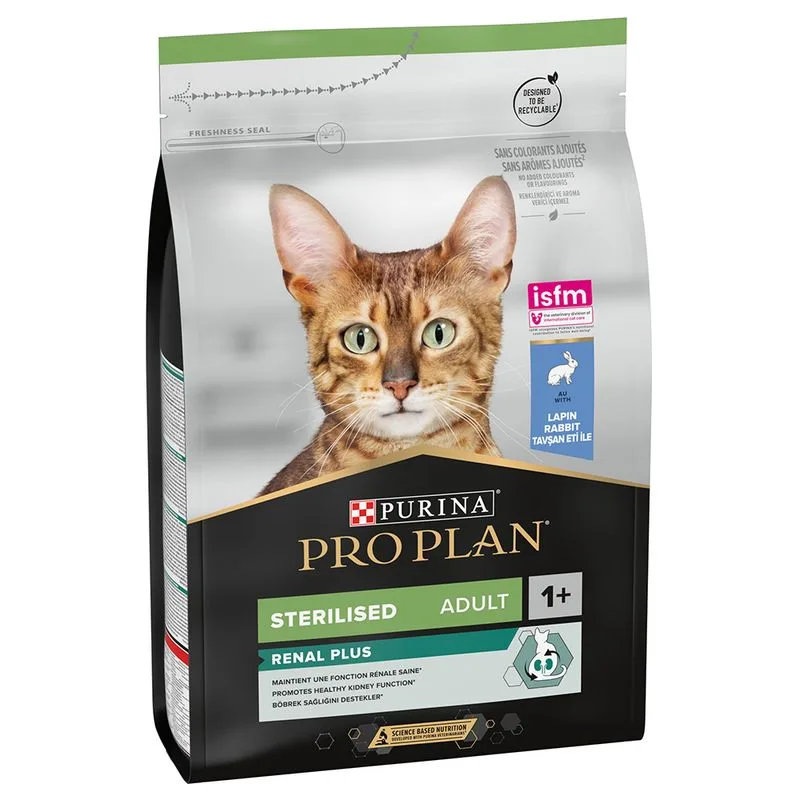 PURINA PRO PLAN Sterilised Adult Renal Plus Ricco in Coniglio Crocchette gatto (Set %: 2 x 3 kg)