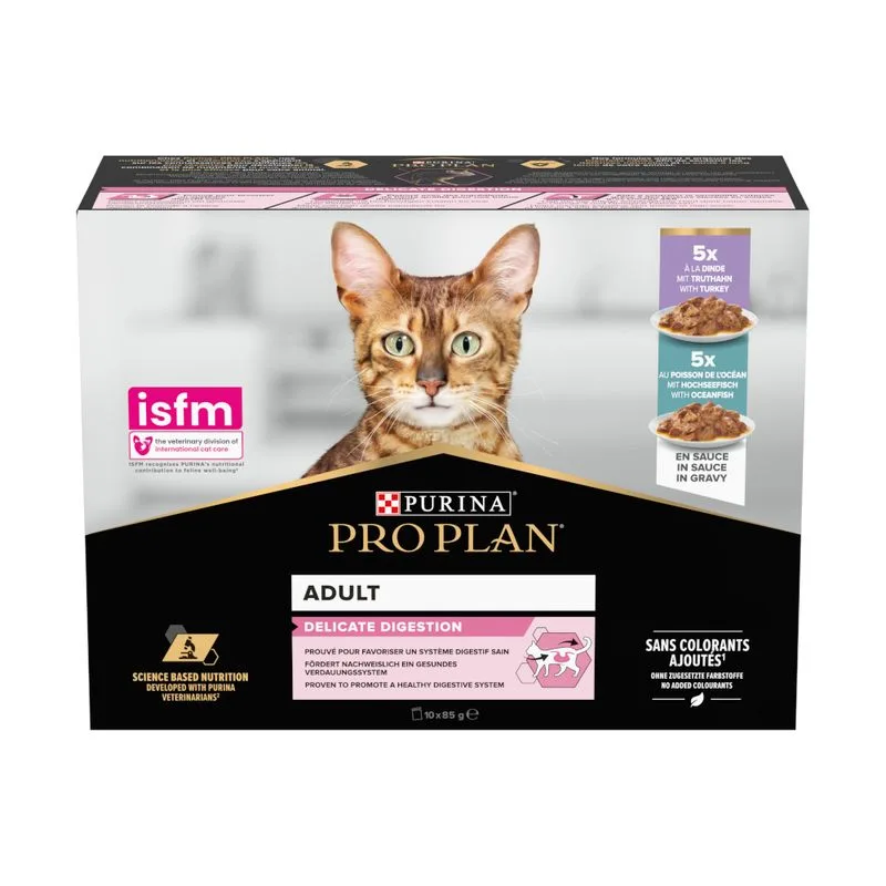 Prezzo speciale! 2 x PURINA PRO PLAN Umido per gatti (2 x (10 x 85 g) Adult Delicate Digestion Tacchino e Pesce dell'oceano)