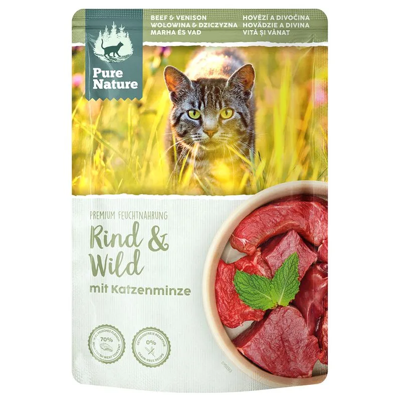 Pure Nature Feline 24 x 85 g Alimento umido per gatto (Manzo & Selvaggina)