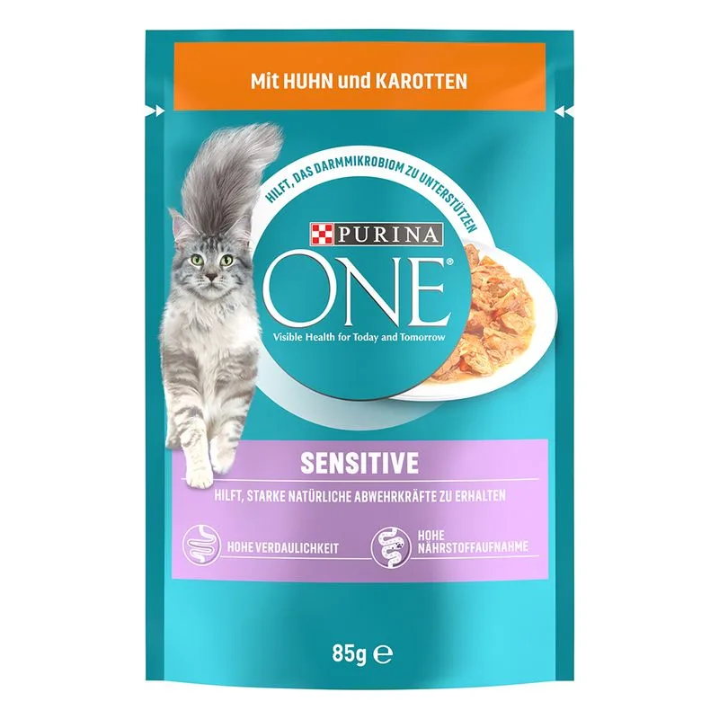PURINA ONE 52 x 85 g Umido per gatto (Sensitive con Pollo e Carote)