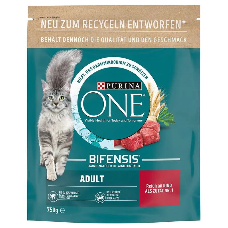 PURINA ONE Adult Manzo & Cereali integrali Crocchette per gatti (750 g)