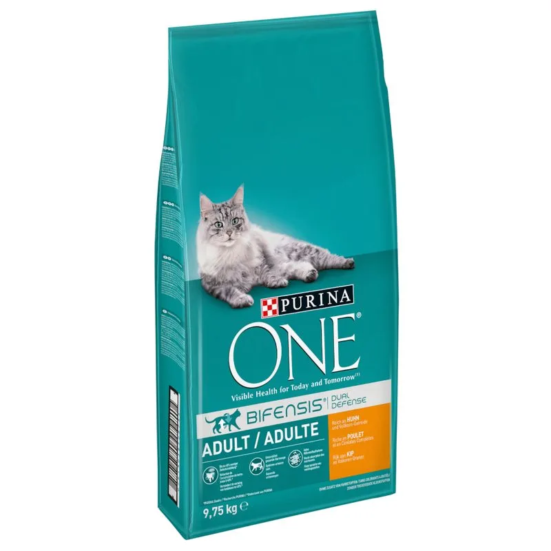 PURINA ONE Adult Pollo & Cereali integrali Crocchette per gatti (Set %: 2 x 9,75 kg)