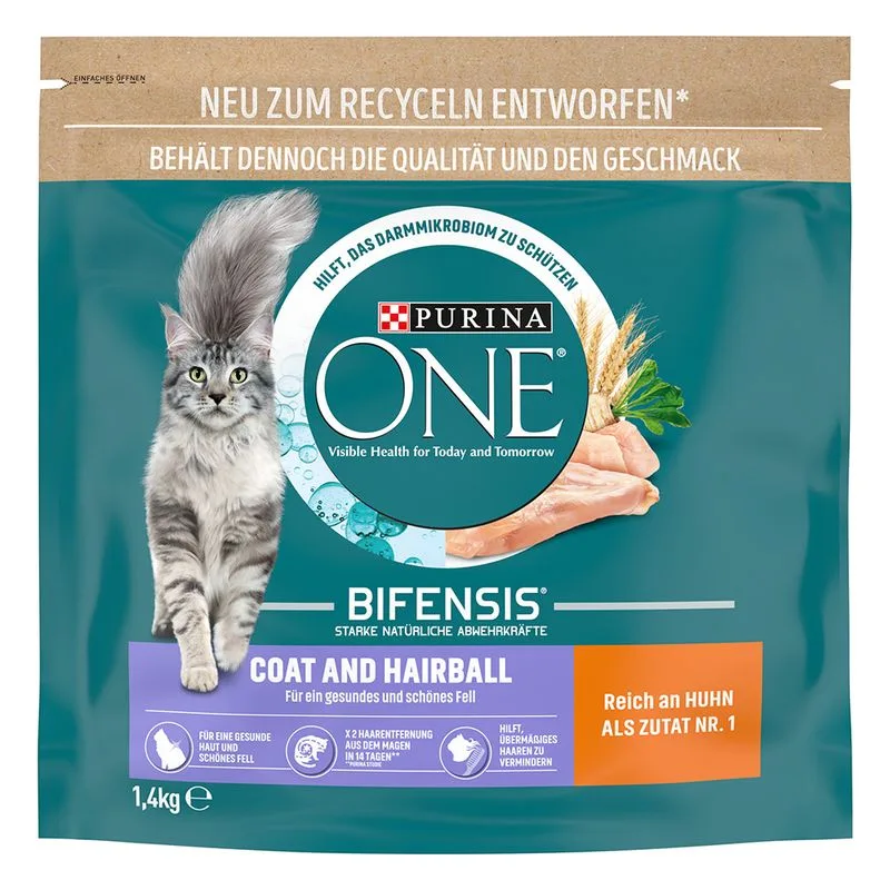 PURINA ONE Coat & Hairball Crocchette per gatti (Set %: 6 x 1,4 kg)