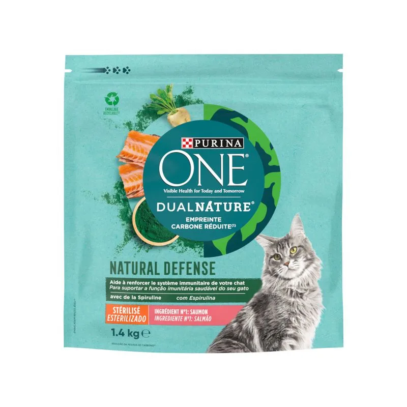 PURINA ONE Dual Nature Sterilized Salmone con Spirulina Crocchette per gatto (Set %: 3 x 1,4 kg)