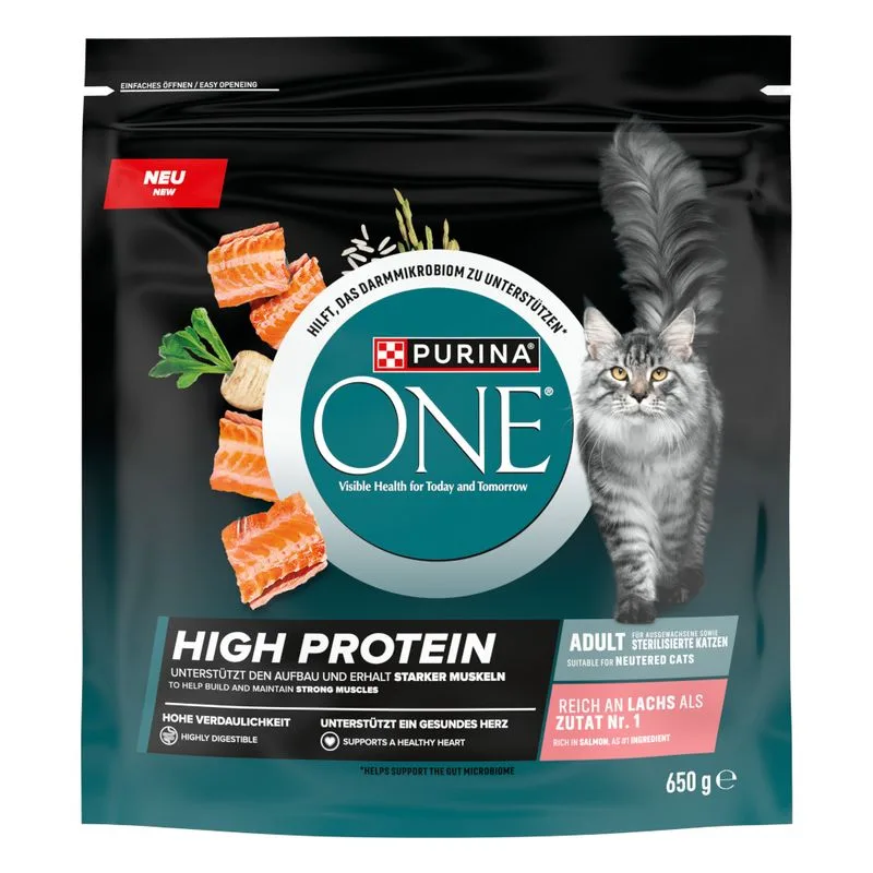 PURINA ONE High Protein Salmone (Set %: 3 x 650 g)