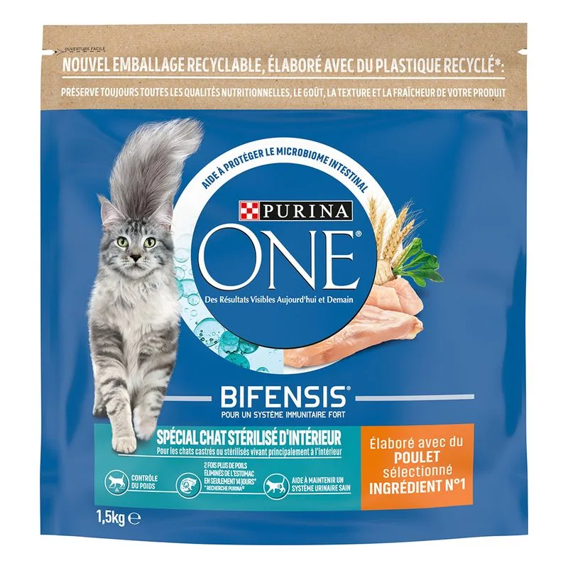 PURINA ONE Indoor Sterilized Cat Chicken, cereali integrali Crocchette per gatto (4 x 1,5 kg)