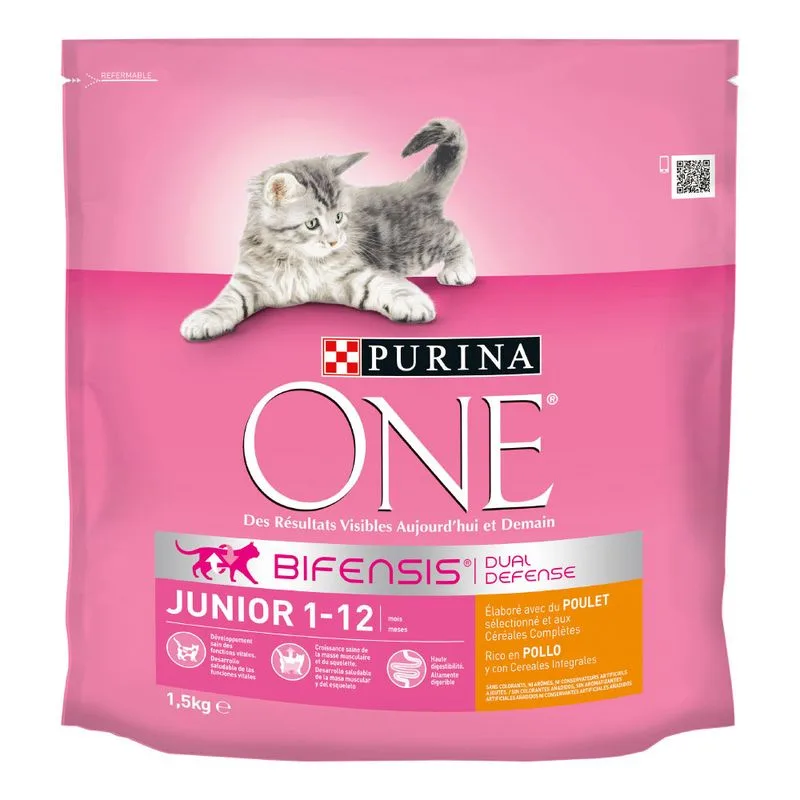 PURINA ONE Junior Pollo Crocchette per gatti (Set %: 4 x 1,5 kg)