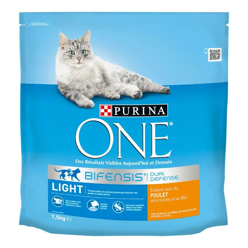 PURINA ONE Light con pollo Crocchette per gatti (Set %: 4 x 1,5 kg)
