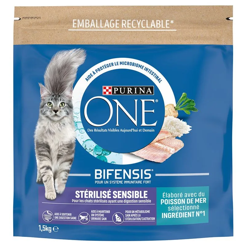 PURINA ONE Pesce di Mare Sterilizzato per Gatti Sensibili Crocchette per gatto