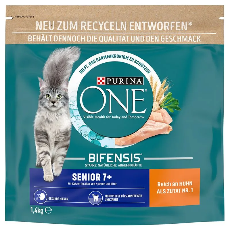 PURINA ONE Senior 7+ Crocchette per gatti (Set %: 2 x 1,4 kg)