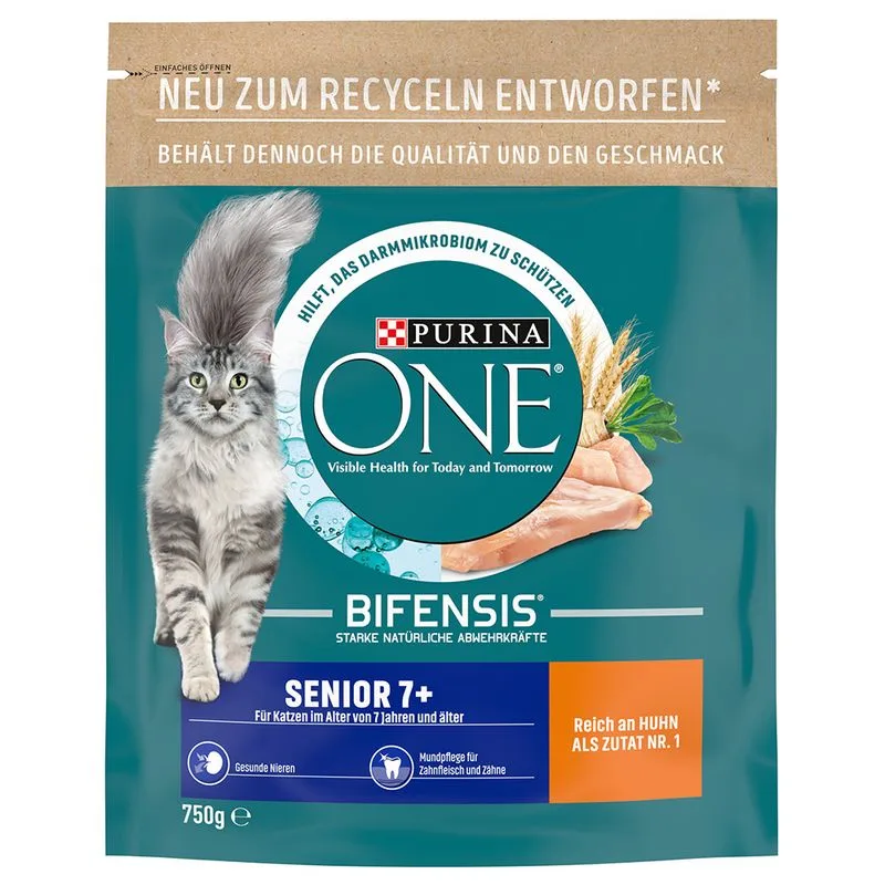 PURINA ONE Senior 7+ Crocchette per gatti (Set %: 3 x 750 g)