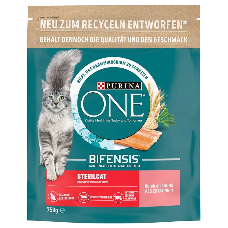 PURINA ONE Sterilcat Crocchette con Salmone per gatto (Set %: 3 x 750 g)