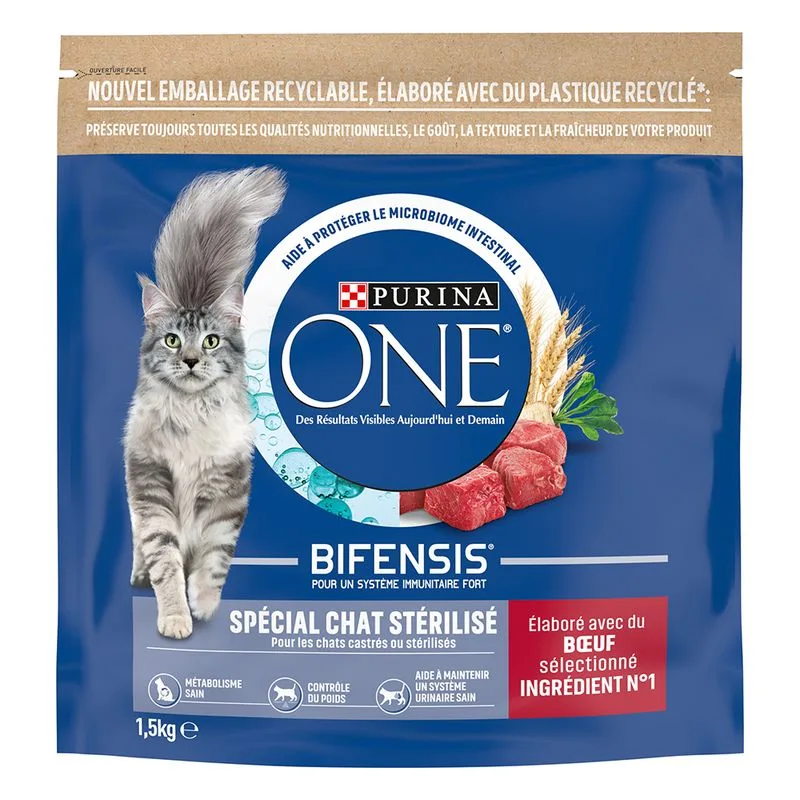 PURINA ONE Sterilized con Manzo Crocchette gatto (Set %: 2 x 1,5 kg)