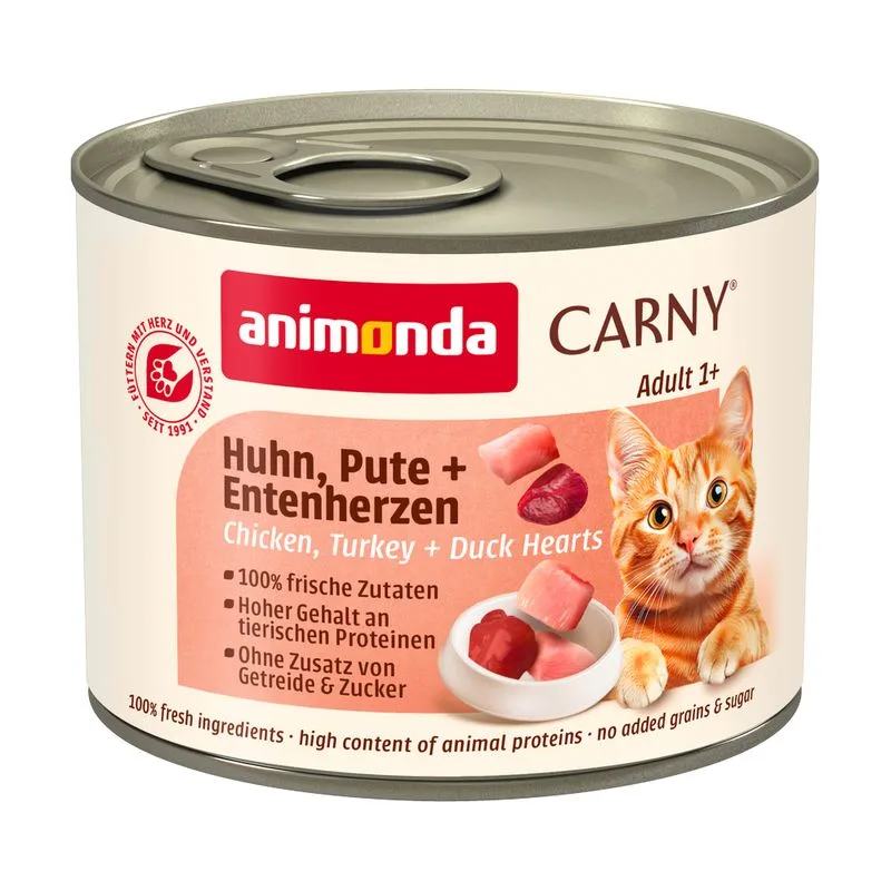 animonda Carny Adult 6 x 200 g (Pollo, Tacchino & Cuori d'anatra)
