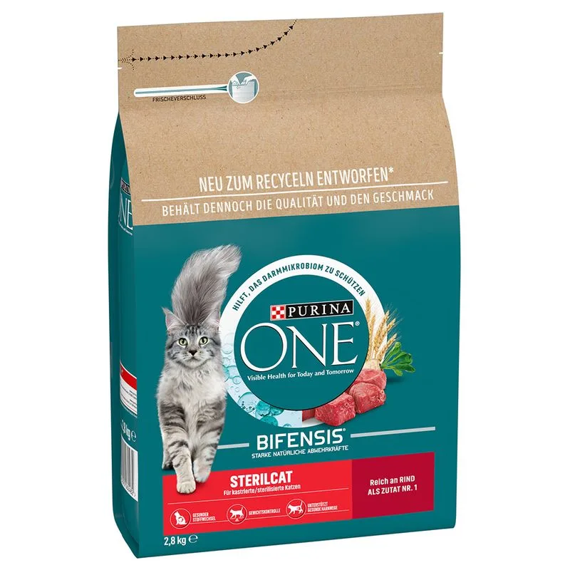 Prezzo speciale! 2 x 2,8 kg PURINA ONE Crocchette per gatti (SterilCat con Manzo)