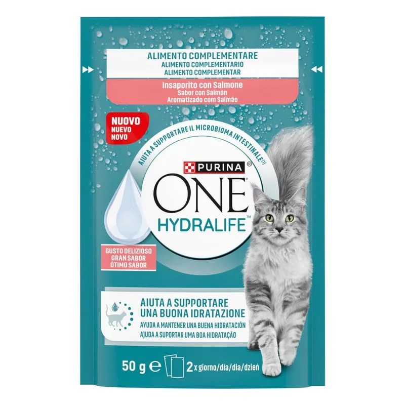 Prezzo speciale! 24 x 50 g PURINA ONE Hydralife Alimento complementare per gatti (Insaporito con Salmone)