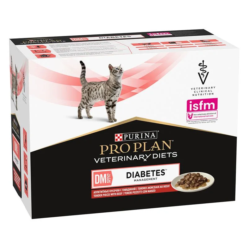 PURINA PRO PLAN Veterinary Diets Feline DM ST/OX Diabetes Management Manzo (Set %: 20 x 85 g)