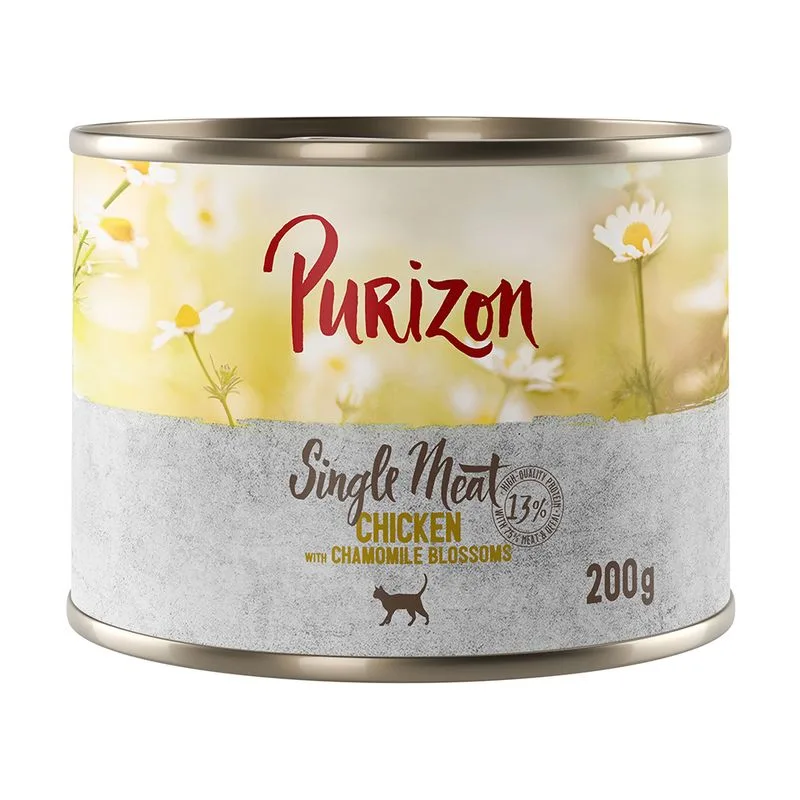 Purizon 1 x 200 g Umido per gatti (Single Meat Pollo con fiori di camomilla)