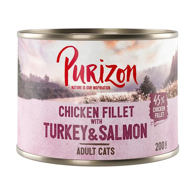 Purizon Adult 24 x 200 g - senza cereali (Filetto di Pollo con Tacchino & Salmone)