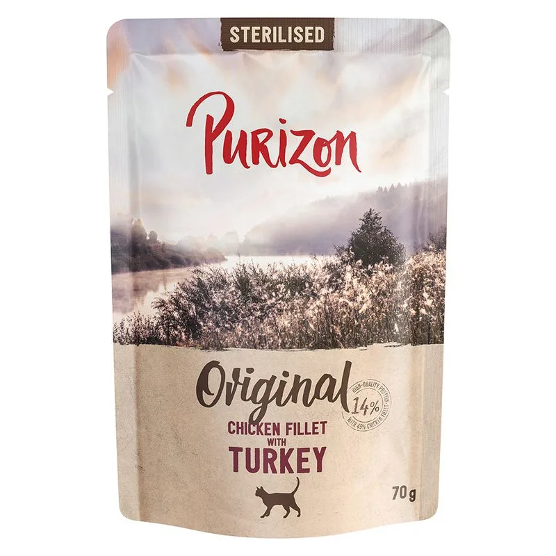 Purizon Adult Sterilised 24 x 70 g - senza cereali (Filetto di pollo con tacchino)