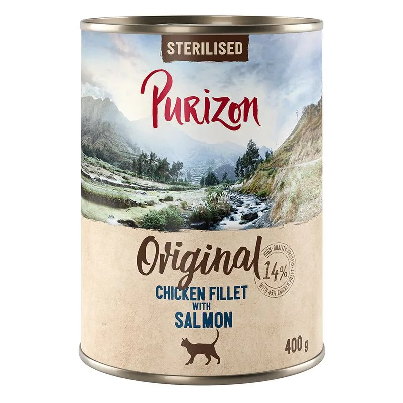 Purizon Adult Sterilised 6 x 400 g - senza cereali (Filetto di pollo con salmone)