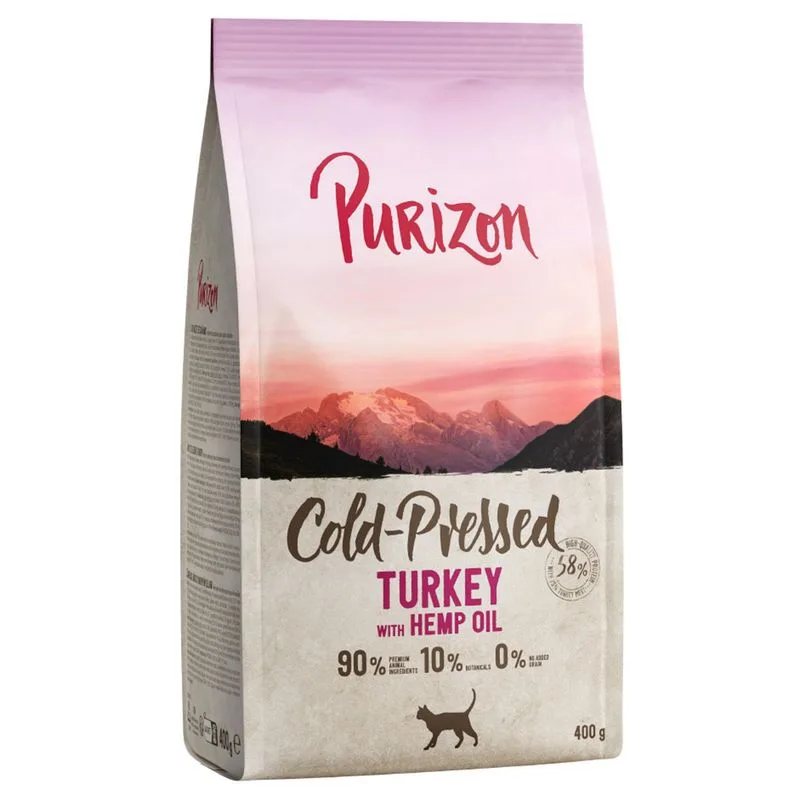Purizon Coldpressed Tacchino con Olio di Canapa Crocchette per gatto (400 g)
