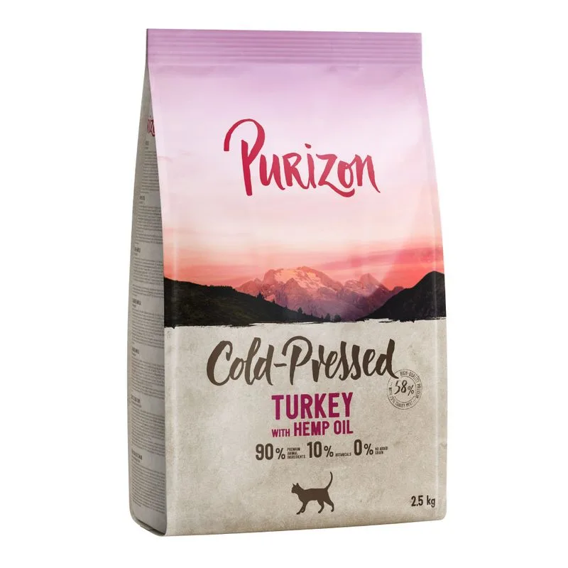 Purizon Coldpressed Tacchino con Olio di Canapa Crocchette per gatto (Set %: 2 x 2,5 kg)