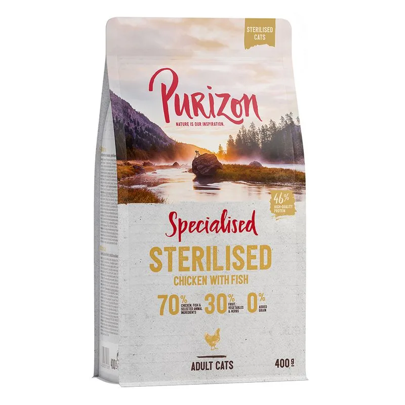Purizon Crocchette per gatto (400 g crocchette Purizon Adult Sterilised Pollo & Pesce)