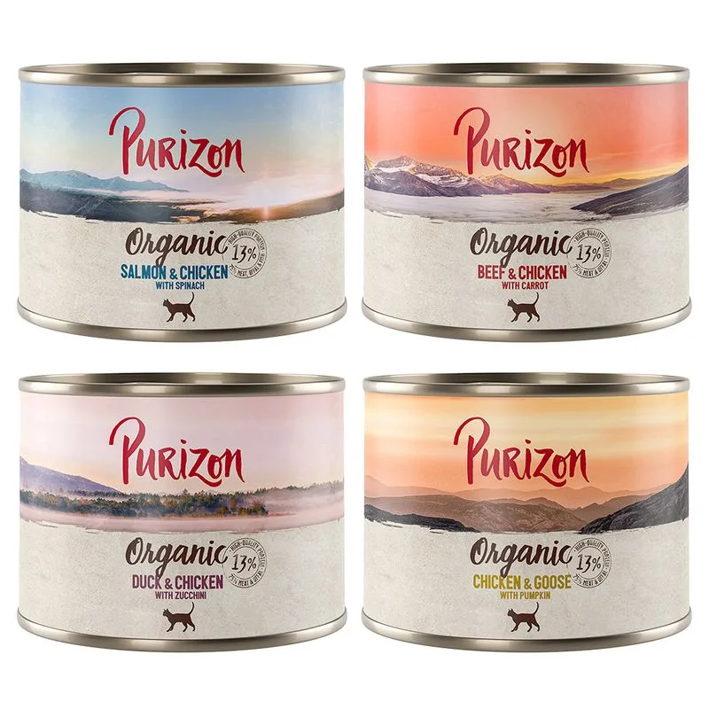 Purizon Organic 24 x 200 g (Mix: 8x Manzo e Pollo, 8xSalmone e Pollo, 4x Anatra e Pollo, 4x Pollo e Oca)