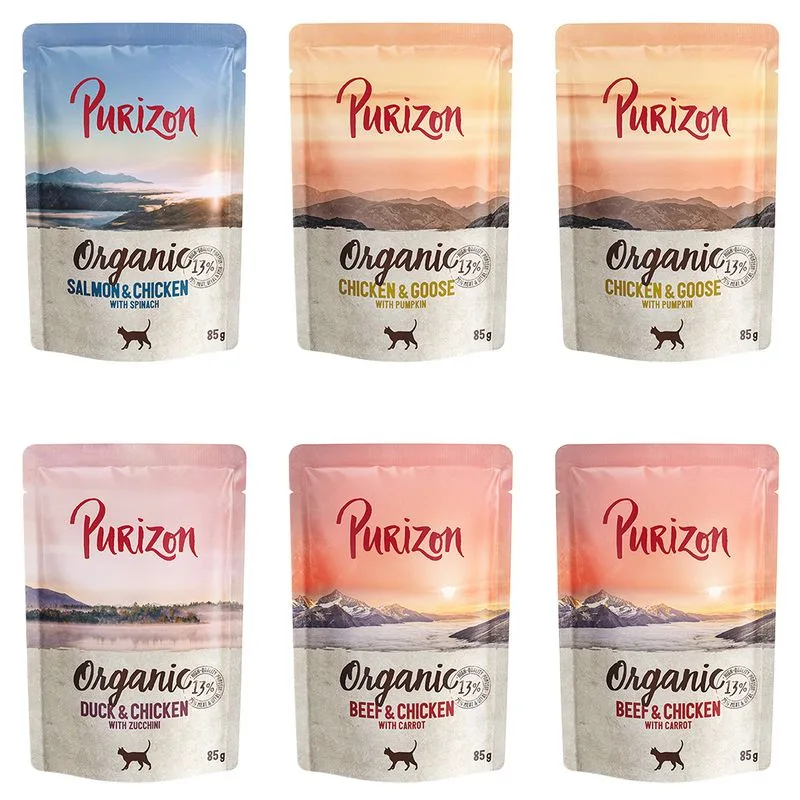 Purizon Organic 24 x 85 g (Mix: 8x Pollo e Oca, 8x Manzo e Pollo, 4x Salmone e Pollo, 4x Anatra e Pollo)
