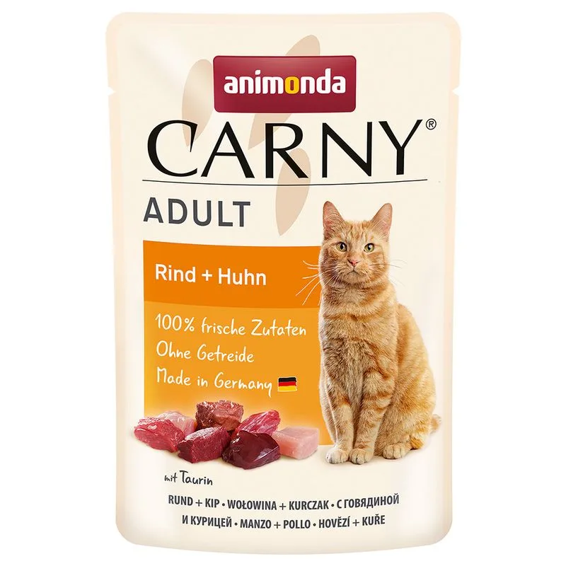 animonda Carny Adult Buste 24 x 85 g Umido per gatto (Manzo & Pollo)