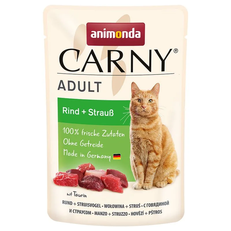 animonda Carny Adult Buste 24 x 85 g Umido per gatto (Manzo & Struzzo)